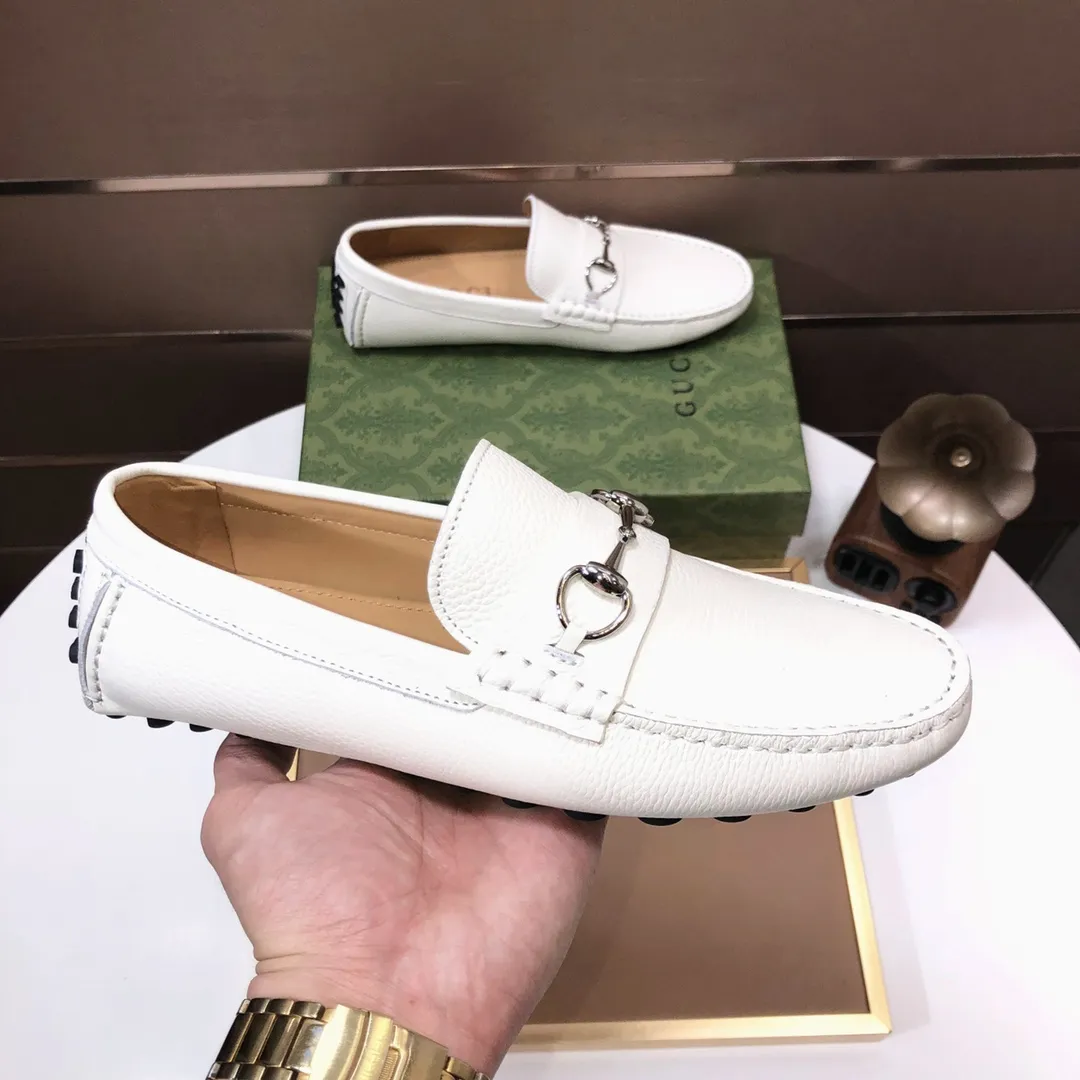 Men's Men's Shoes💰420💰[Gucci GUCCI] (High-end Niuli) New 🍀Gucci*-Gucci Peas Shoes! Made of imported original cowhide, the inner top layer is comfortable cowhide lining! Original wear-resistant rubber outsole! High quality products! Code number 38-44!